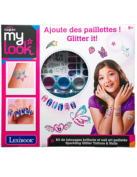 LEXIBOOK - SET TATUAJES Y UÑAS CON PURPURINA