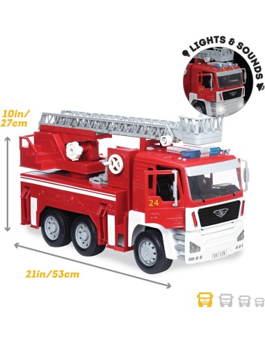 DJECO - DRIVEN CAMION DE BOMBEROS CON LUCES Y CONIDOS (48,05x17x25cm)