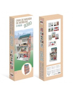 DEQUBE - CASA DE MADERA DE MUÑECAS SOHO 3 PISOS