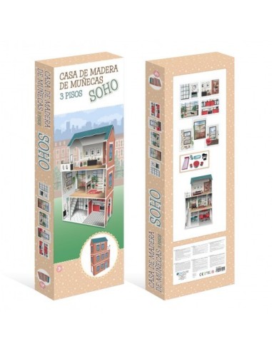 DEQUBE - CASA DE MADERA DE MUÑECAS SOHO 3 PISOS