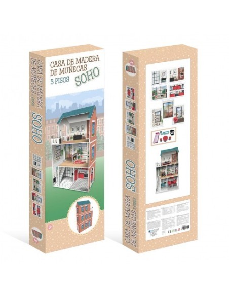 DEQUBE - CASA DE MADERA DE MUÑECAS SOHO 3 PISOS