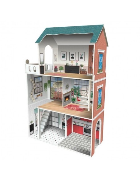 DEQUBE - CASA DE MADERA DE MUÑECAS SOHO 3 PISOS