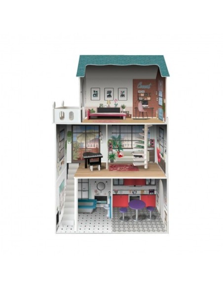 DEQUBE - CASA DE MADERA DE MUÑECAS SOHO 3 PISOS