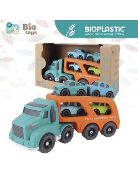 TACHAN - CAMION PORTA COCHES + 5 COCHES ECO BIO