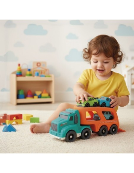 TACHAN - CAMION PORTA COCHES + 5 COCHES ECO BIO