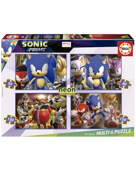 EDUCA - PUZZLE MULTI 4 50-80-100-150 SONIC NEON