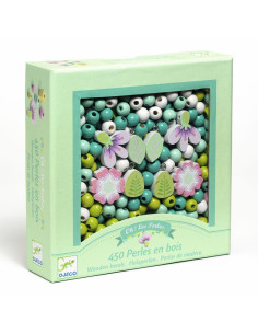 DJECO - PERLAS DE MADERA HOJAS Y FLORES