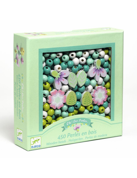 DJECO - PERLAS DE MADERA HOJAS Y FLORES