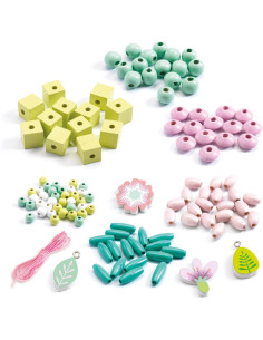 DJECO - PERLAS DE MADERA HOJAS Y FLORES 2